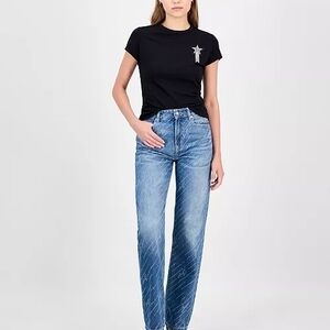 NWT Boss Classic Blue Women's Jeans all over logo details size 29x32